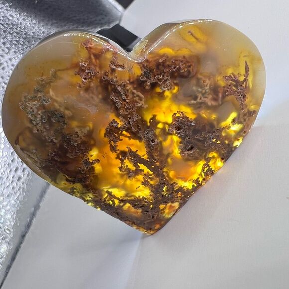 Moss‎ Agate Crystal Heart (#5) - Picture 9 of 14